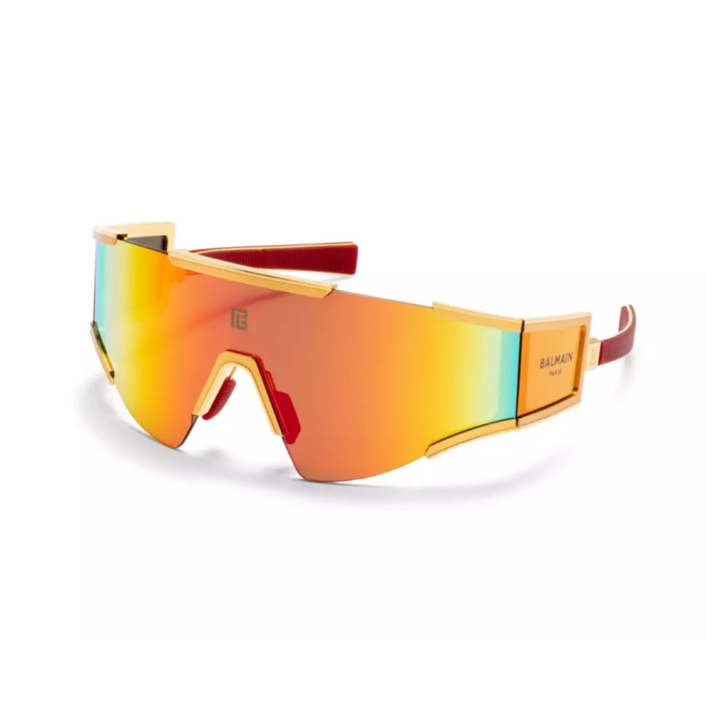 Balmain Fleche mask Sunglasses Logo Acetate Titanium Shield Unisex Japan orange